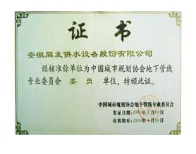 中國城市規(guī)劃協(xié)會地下管線委員證書